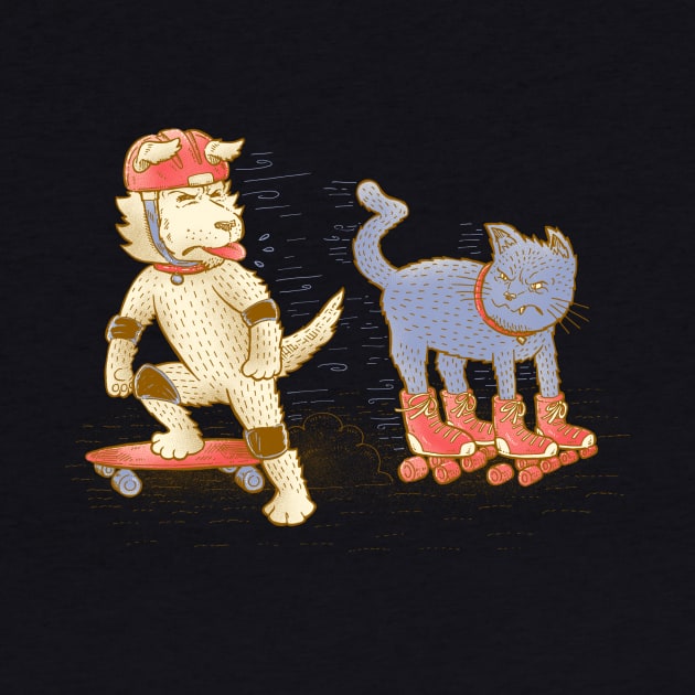 Skateboard Dogs Don't Like Roller Skate Cats by nickv47